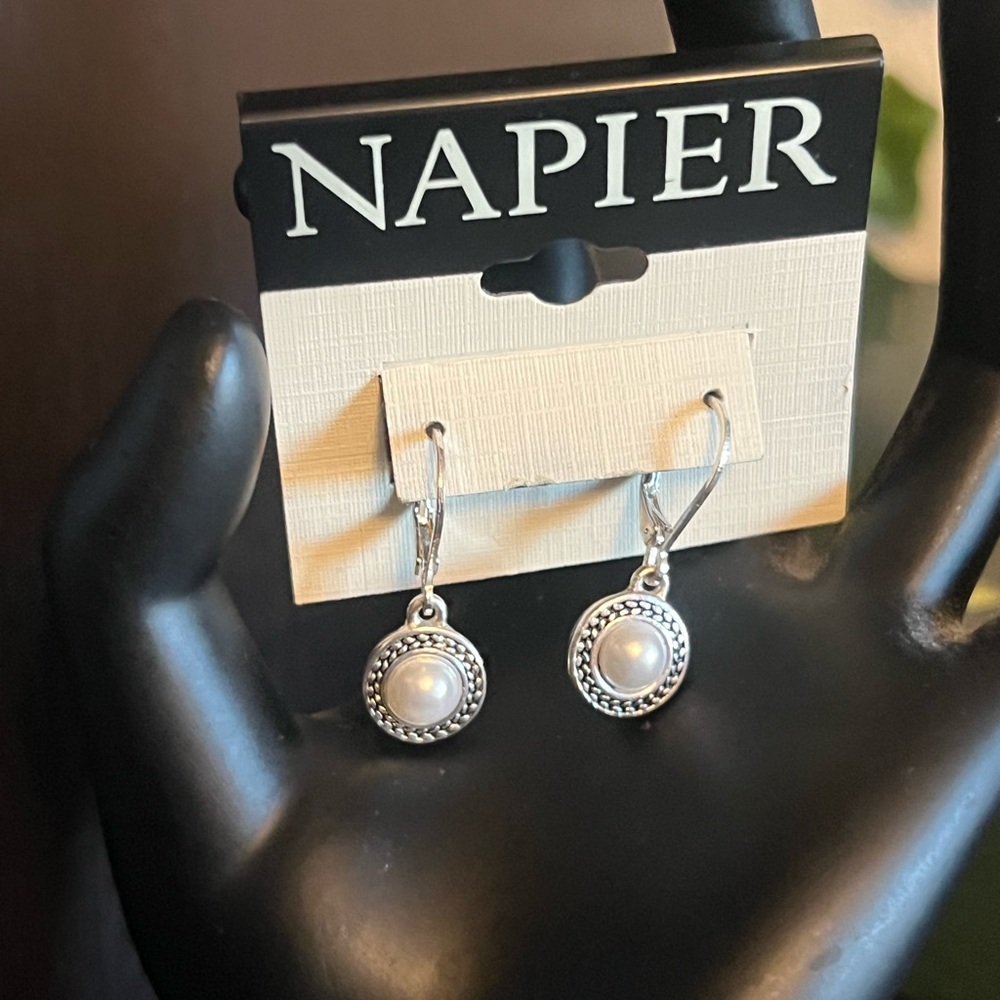 Napier Silver and Pearl Earrings